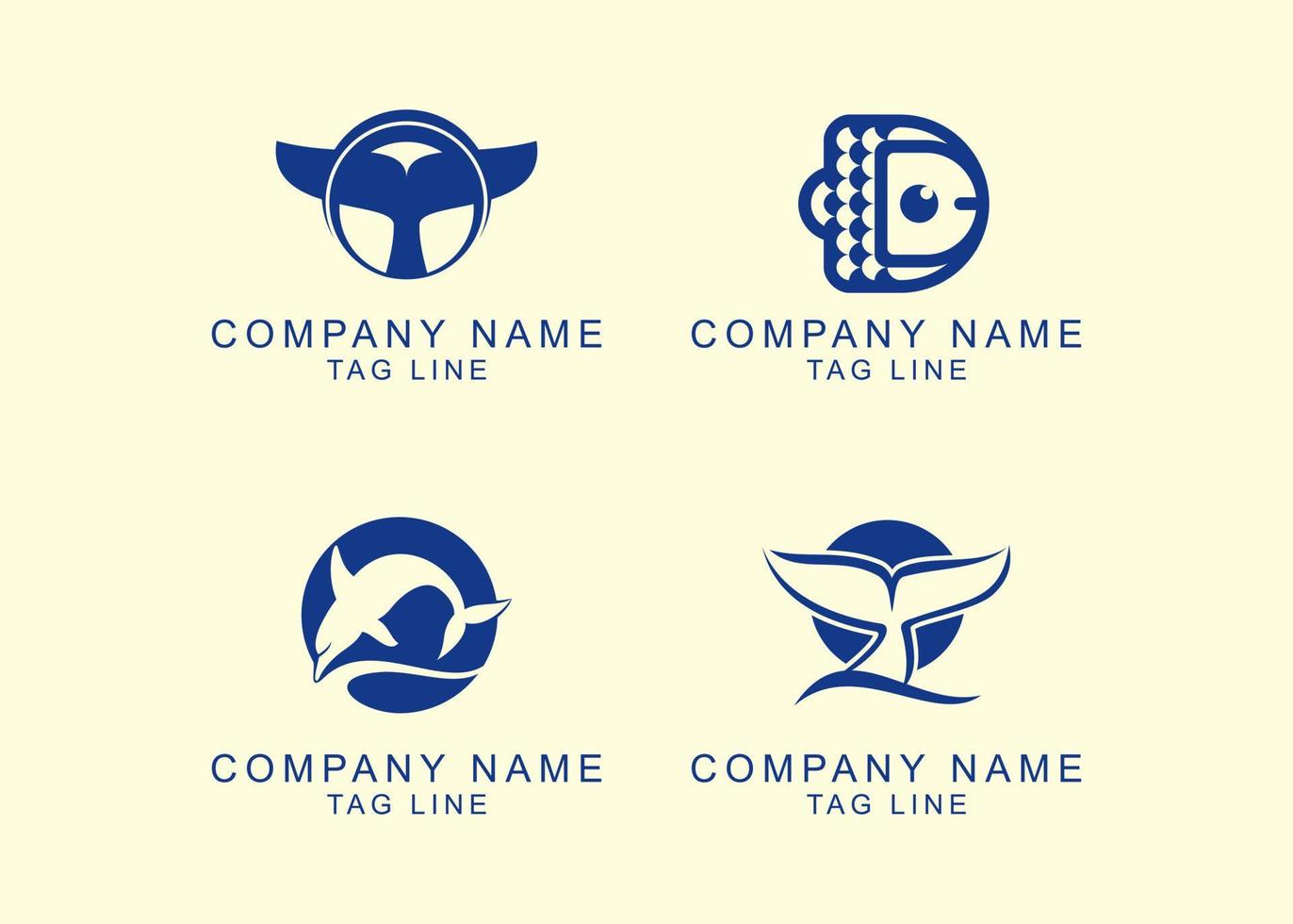 colección de ilustración de vector de símbolo de signo de logotipo de pescado. restaurante de mariscos, elemento de diseño gráfico de pesca.