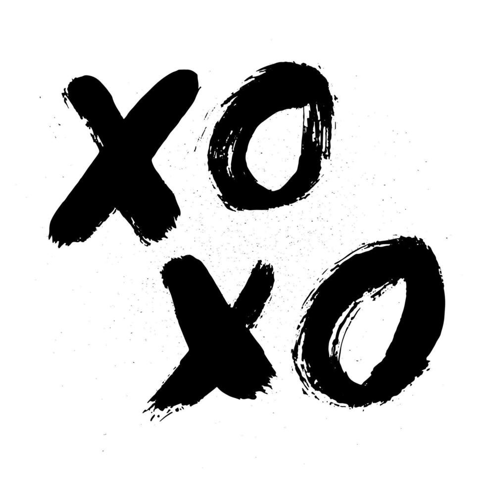 XOXO hand written phrase. Hugs and kisses sign. Grunge brush lettering XO. Easy to edit template for Valentines day greeting cards, banners, posters, flyers, postcards, textiles. vector