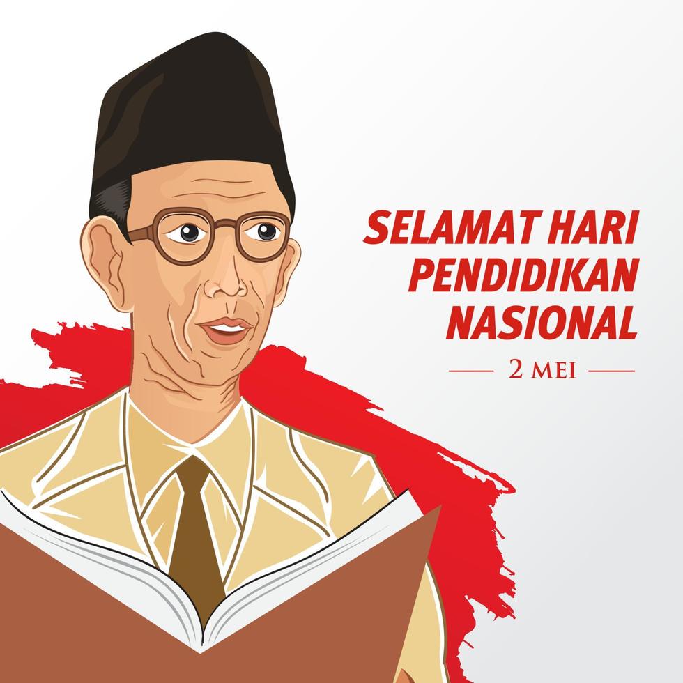 Selamat hari pendidikan nasional 2 Mei, Translation May 2, happy national education day of indonesia vector