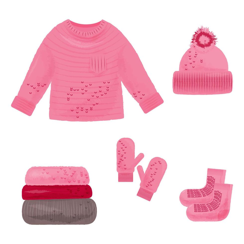 Knitted Clothes set vector