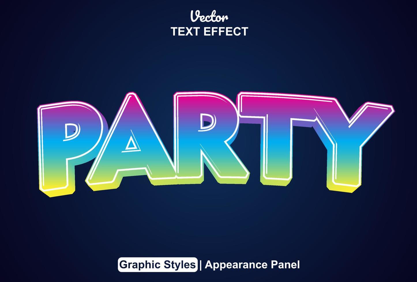 party text effect with graphic style and editable. vector