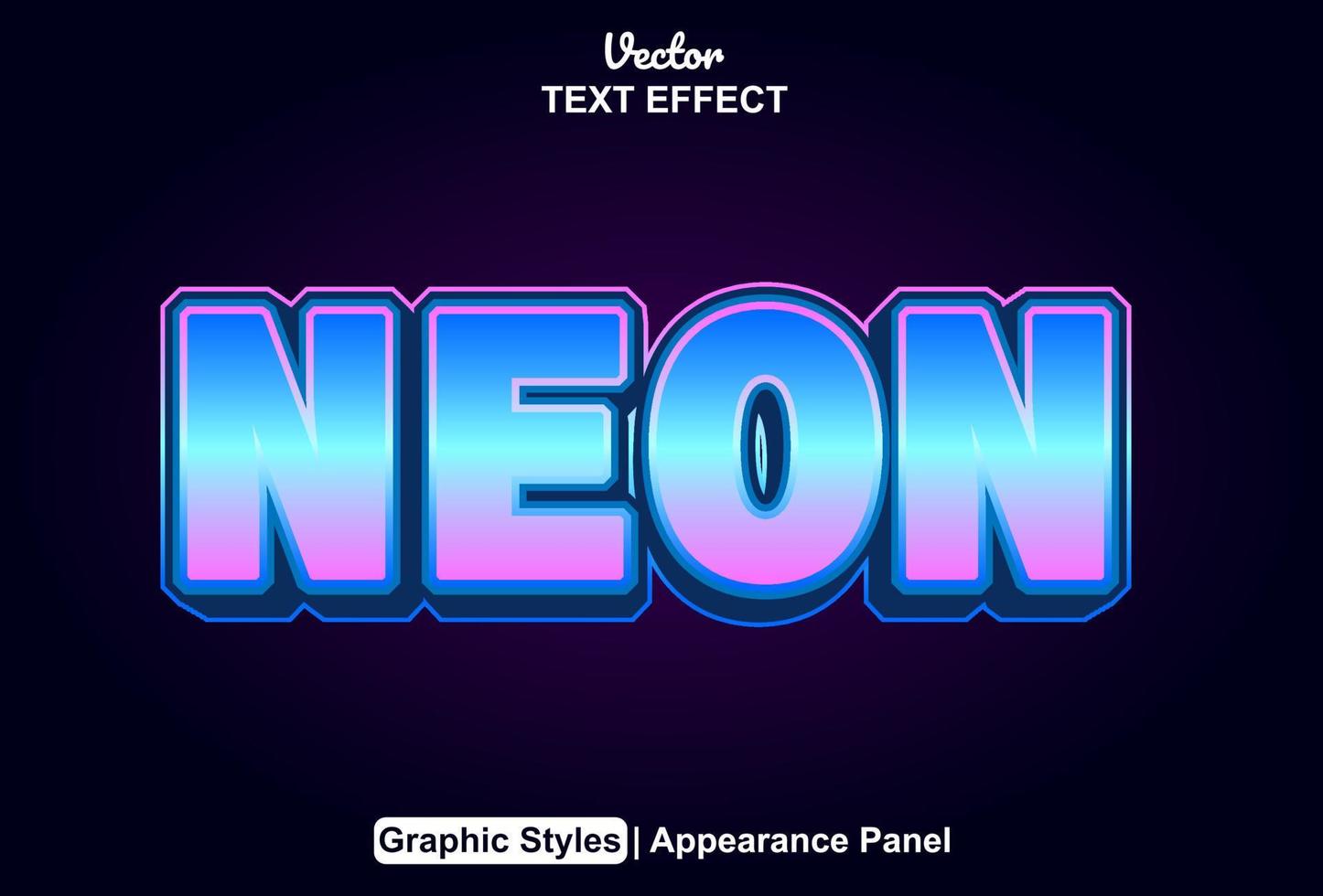 neon text effect with graphic style and editable. vector