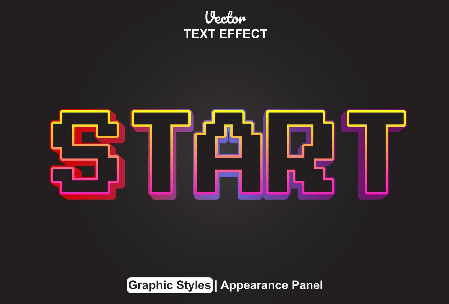 start text effect with graphic style and editable. vector