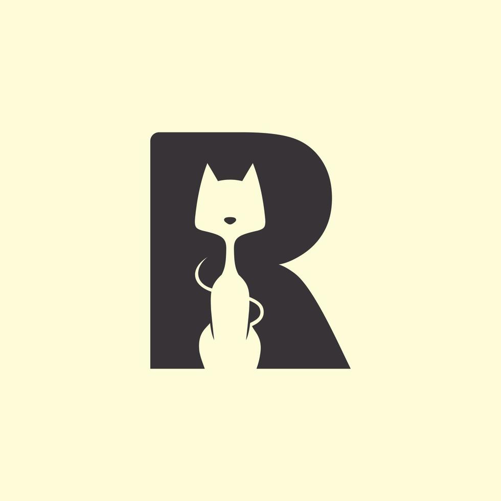 ilustración del logo de r letter cat, logo perfecto para tienda de juguetes, casa de animales, equipo de animales, etc. vector