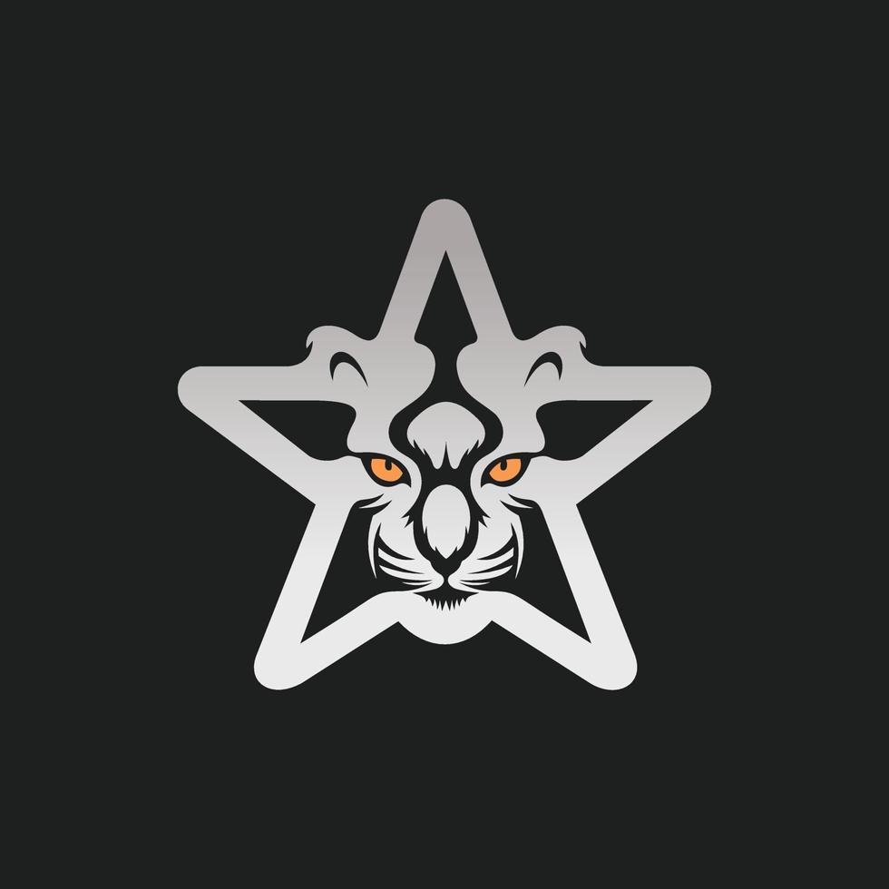 ilustración del logotipo de la estrella del tigre, logotipo perfecto para la casa de animales, cuidado de animales, granja, etc. vector