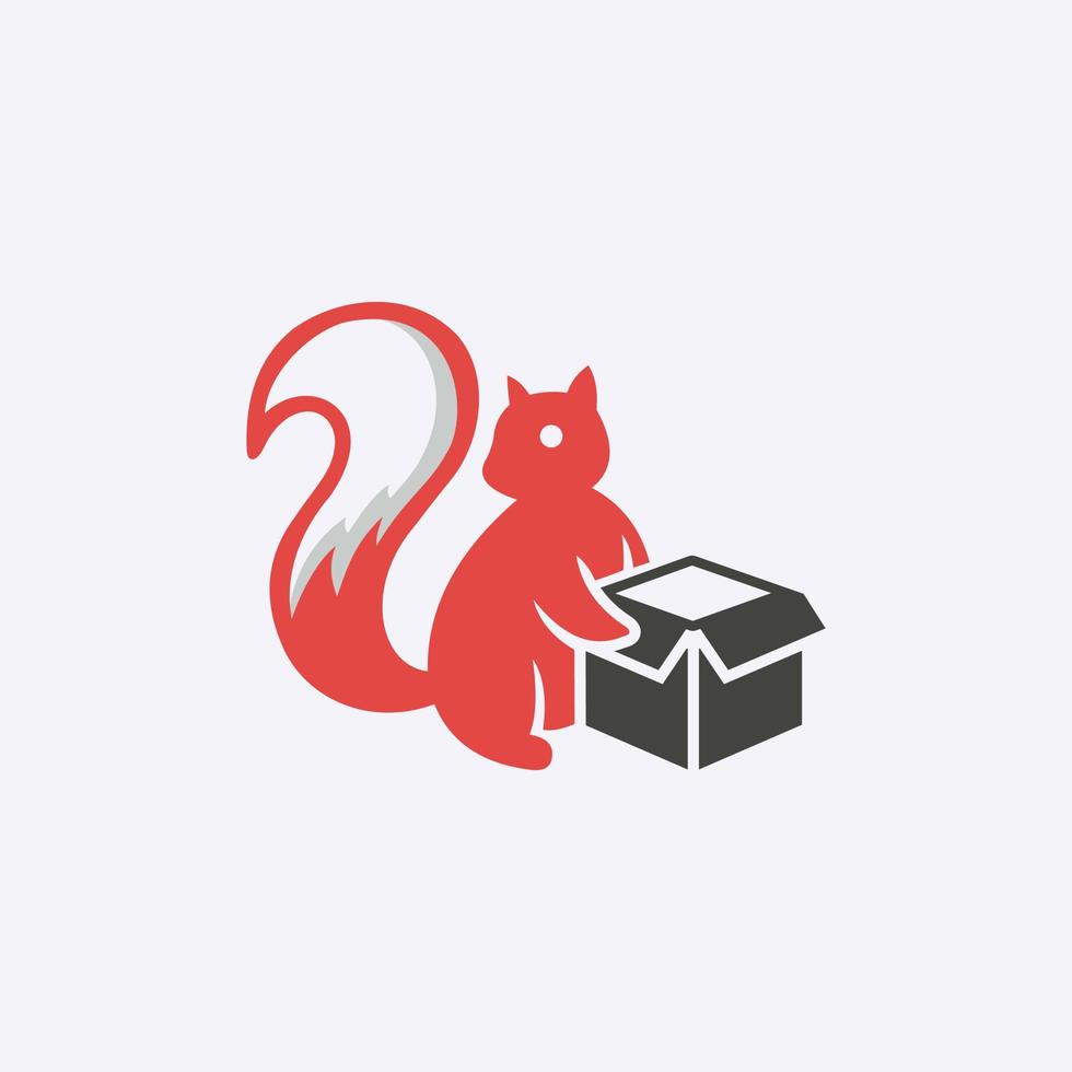 ilustración del logotipo de la ardilla de caja, logotipo perfecto para la tienda de juguetes, viajes, equipo de animales, etc. vector