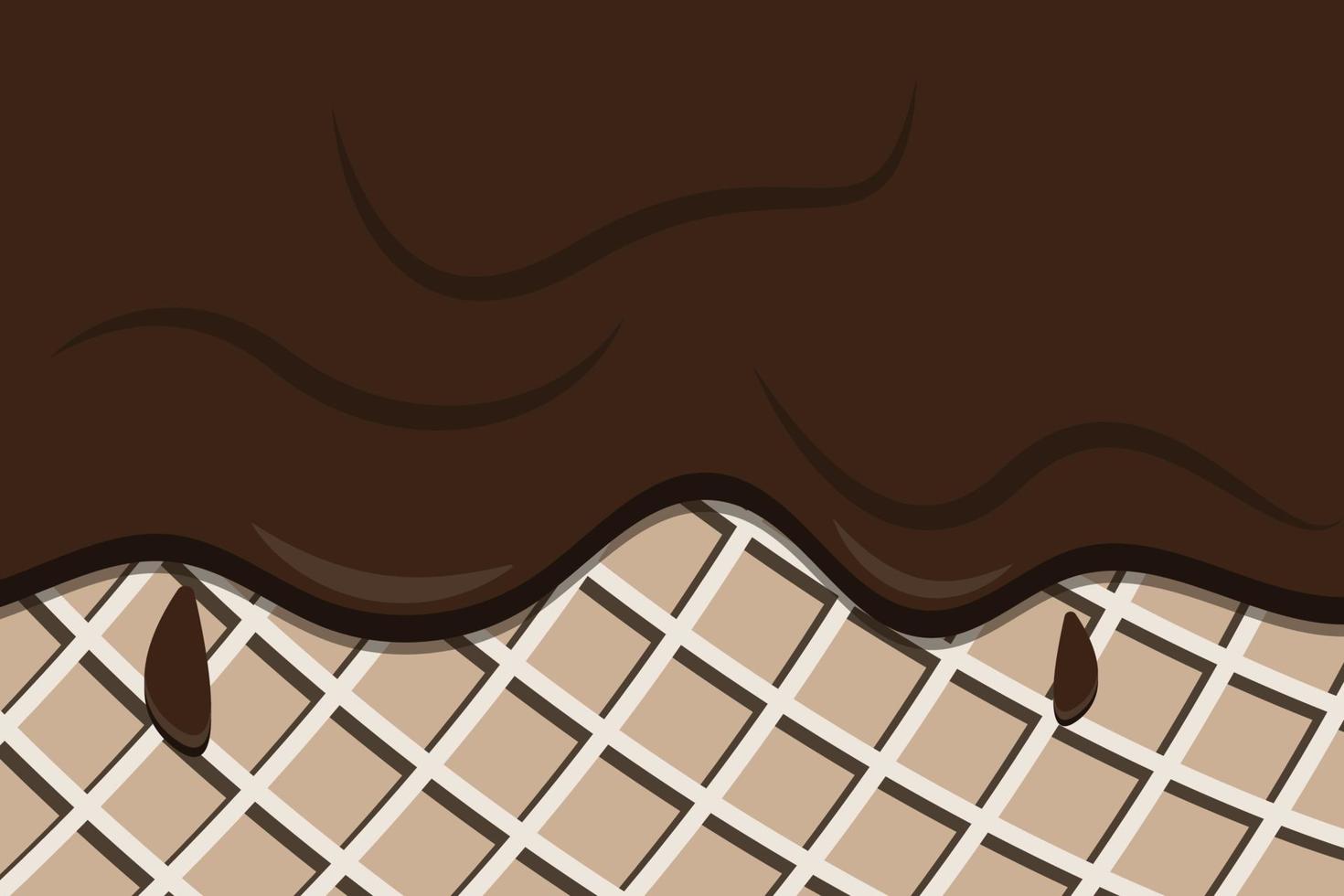 waffle background with melted chocolate vector