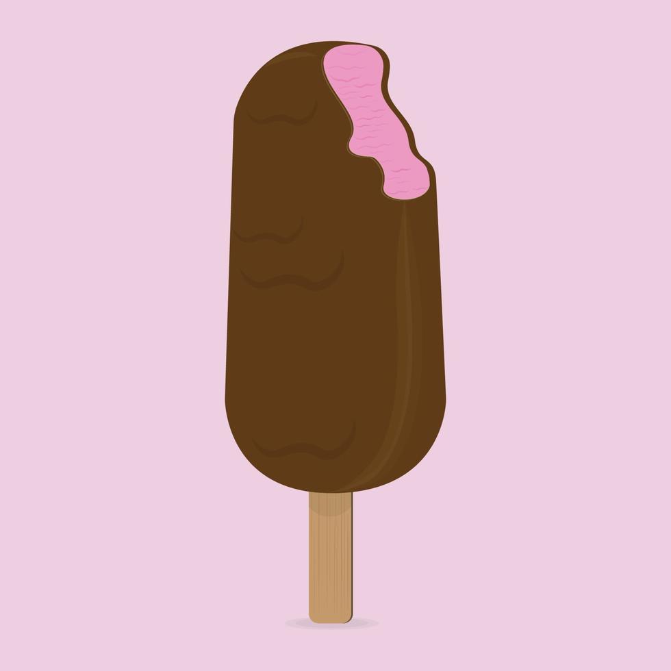 chocolate ice cream vector with realistic strawberry ice cream