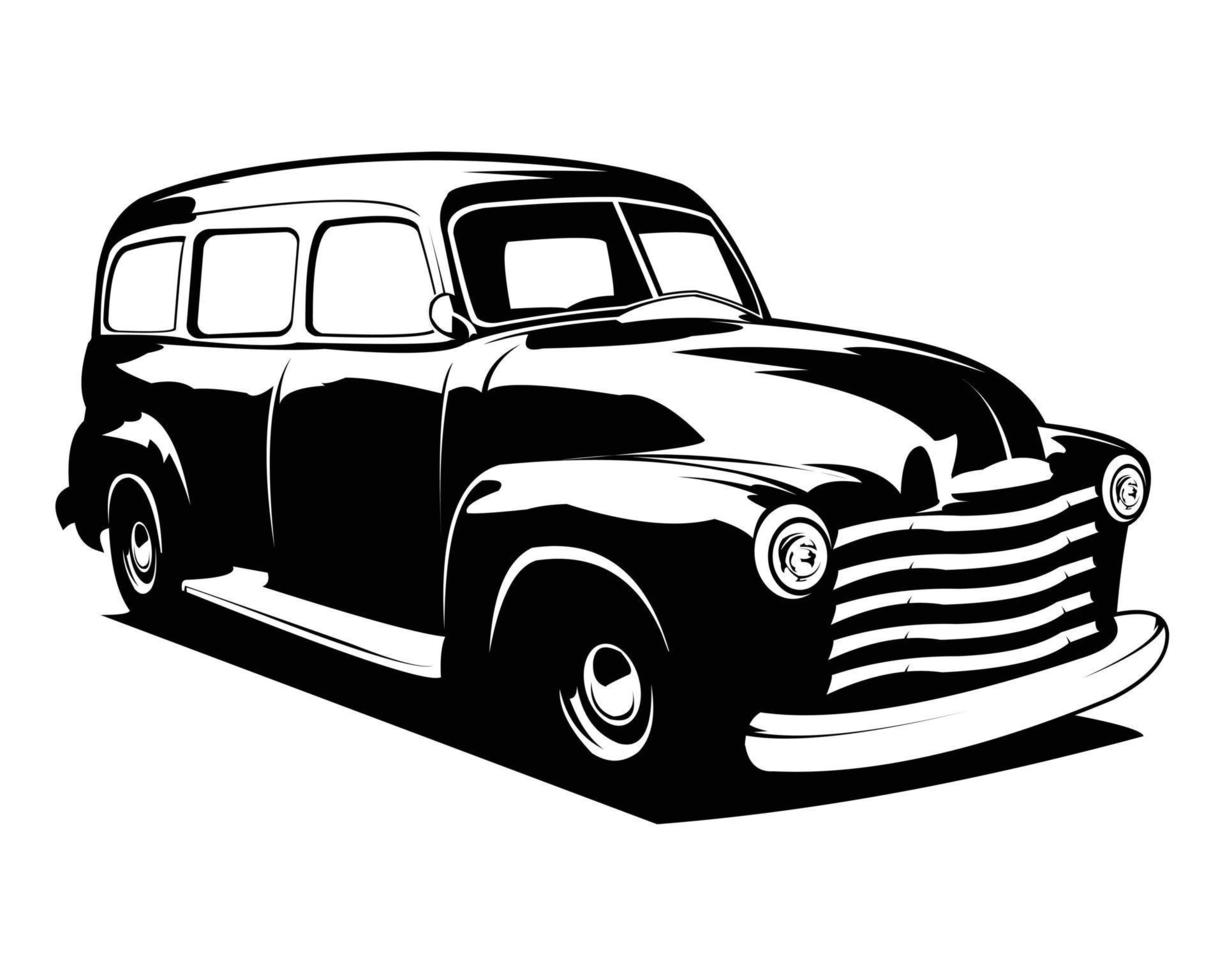 classic panel truck silhouette vector illustration side view isolated white background. Best for logos, badges, emblems, icons, sticker designs and for the trucking industry.
