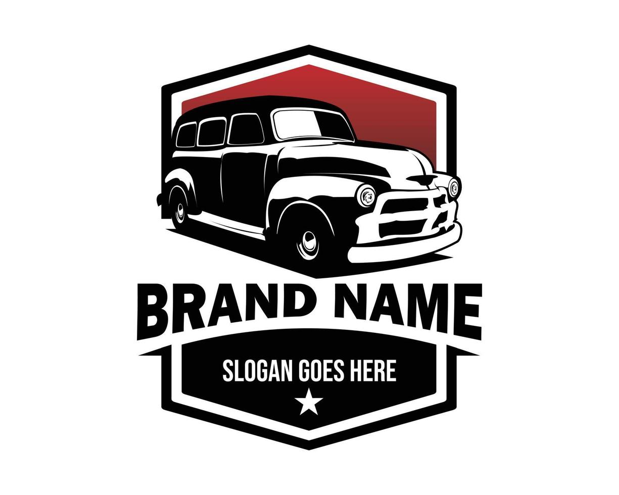 Classic panel truck logo - vector illustration, emblem design, badge, icon, sticker design on white background showing from the side. available in eps 10.
