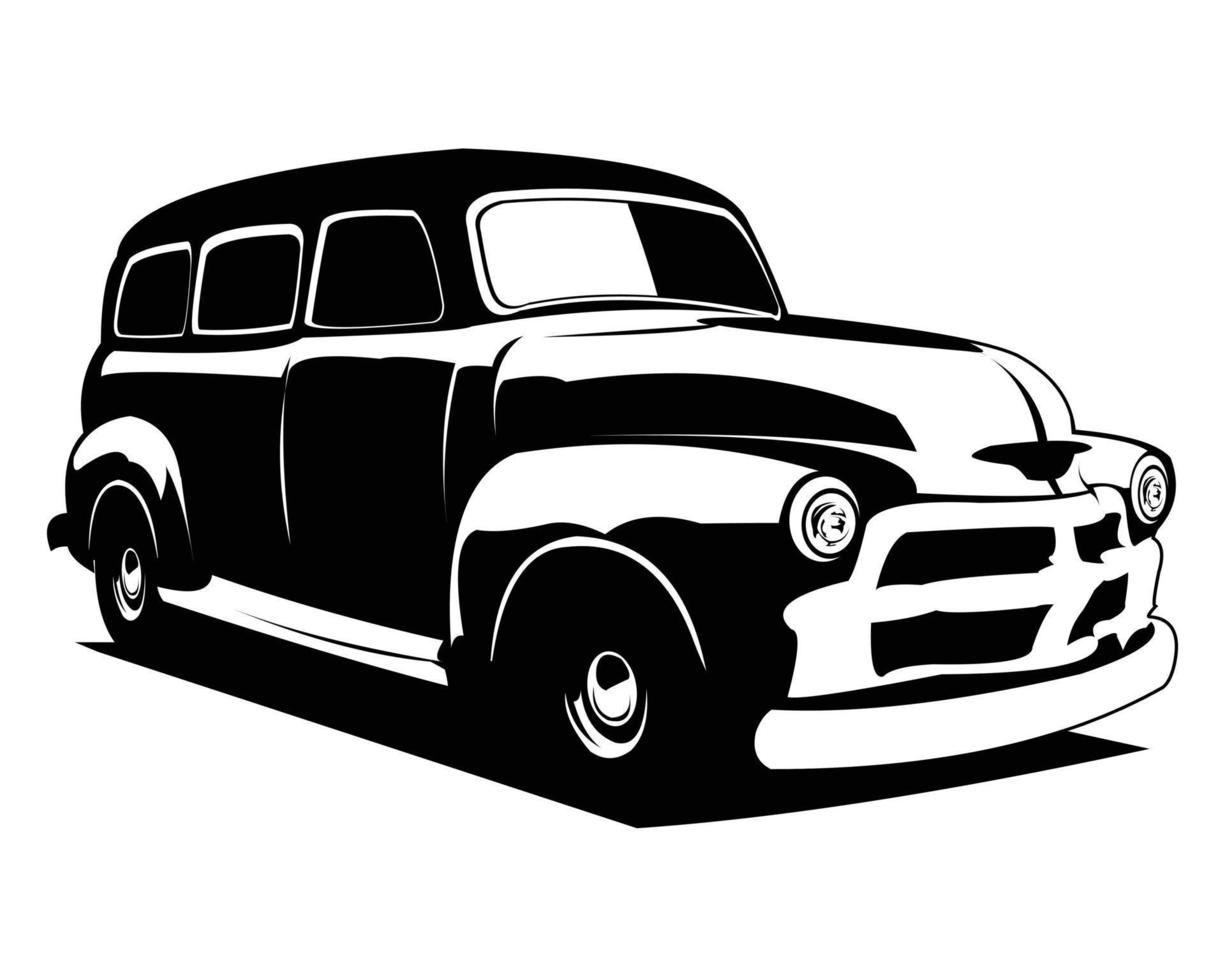 logotipo de camión de panel clásico - ilustración vectorial, diseño de emblema sobre fondo blanco mirando desde un lado. disponible en eps 10. vector