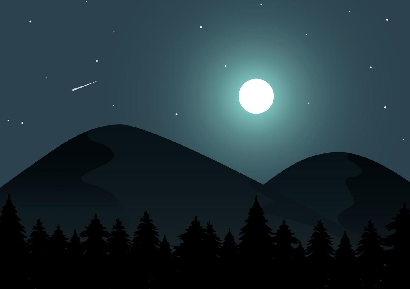 ilustración vectorial de paisaje de montaña en la noche vector