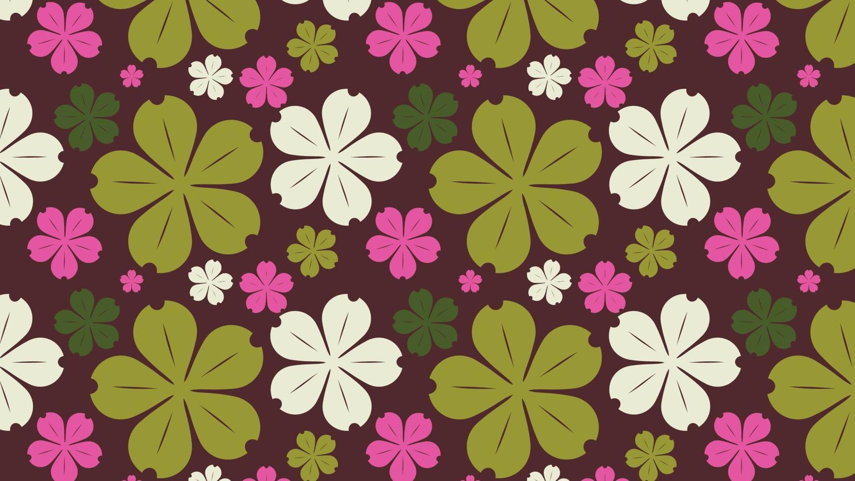 Maroon Retro Flower Wallpaper vector