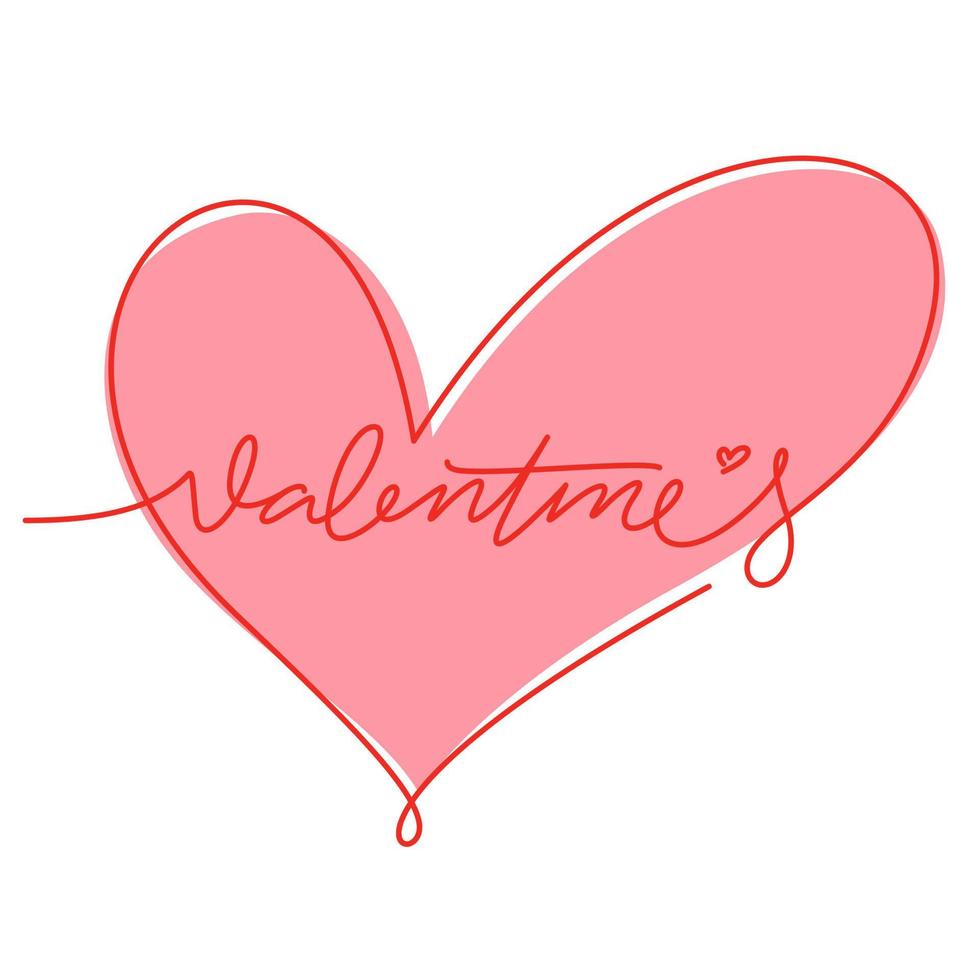 valentine's day typography design continuous line drawing vector