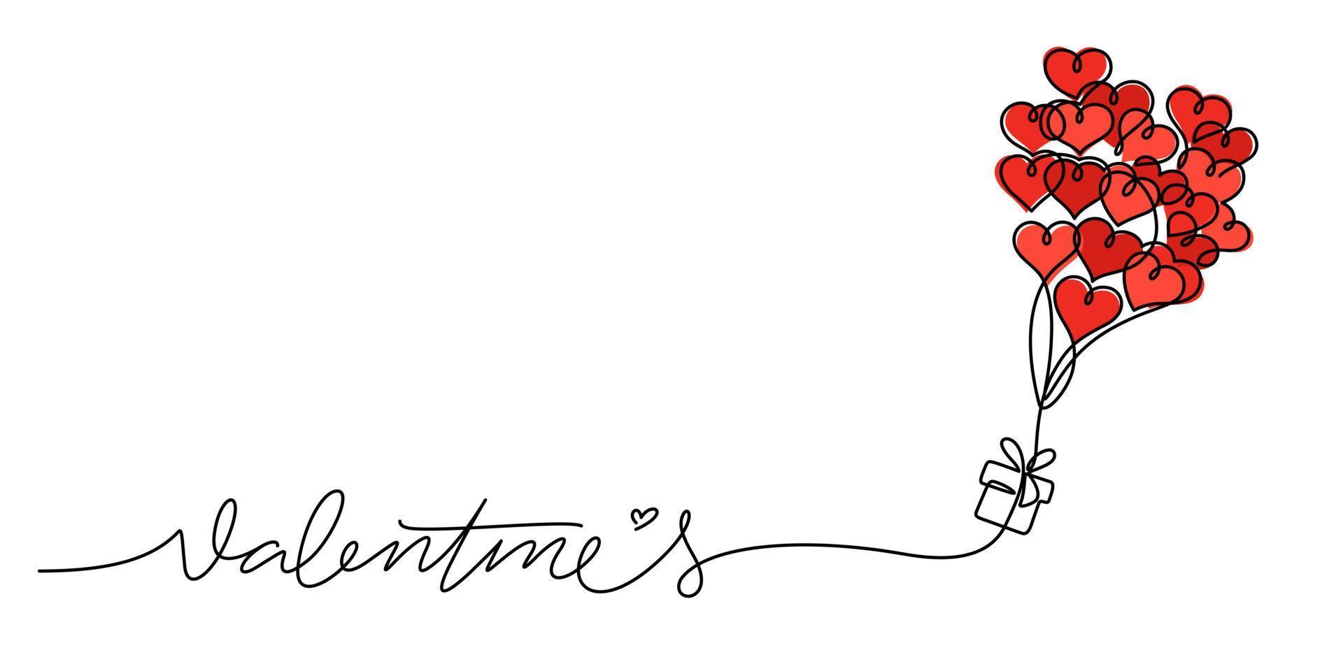 valentine's day celebration continuous line drawing vector