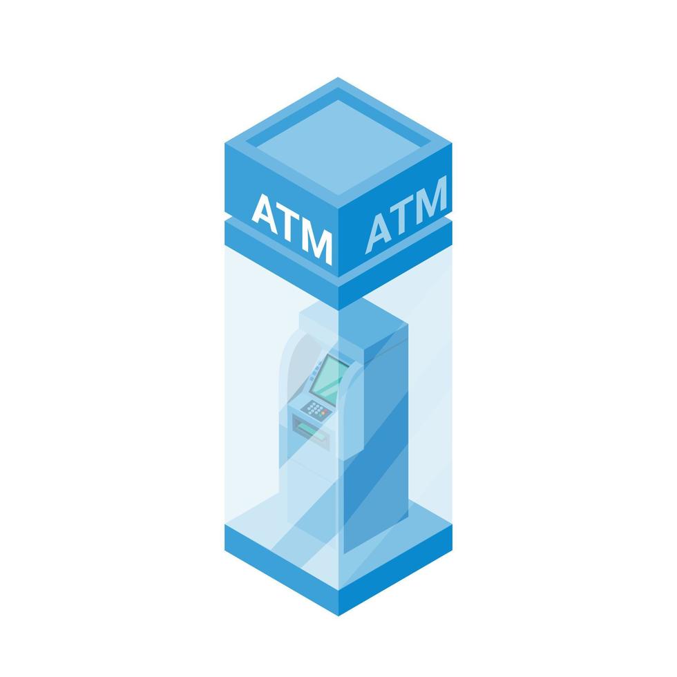 vector de ilustración isométrica de símbolo de caja de máquina atm