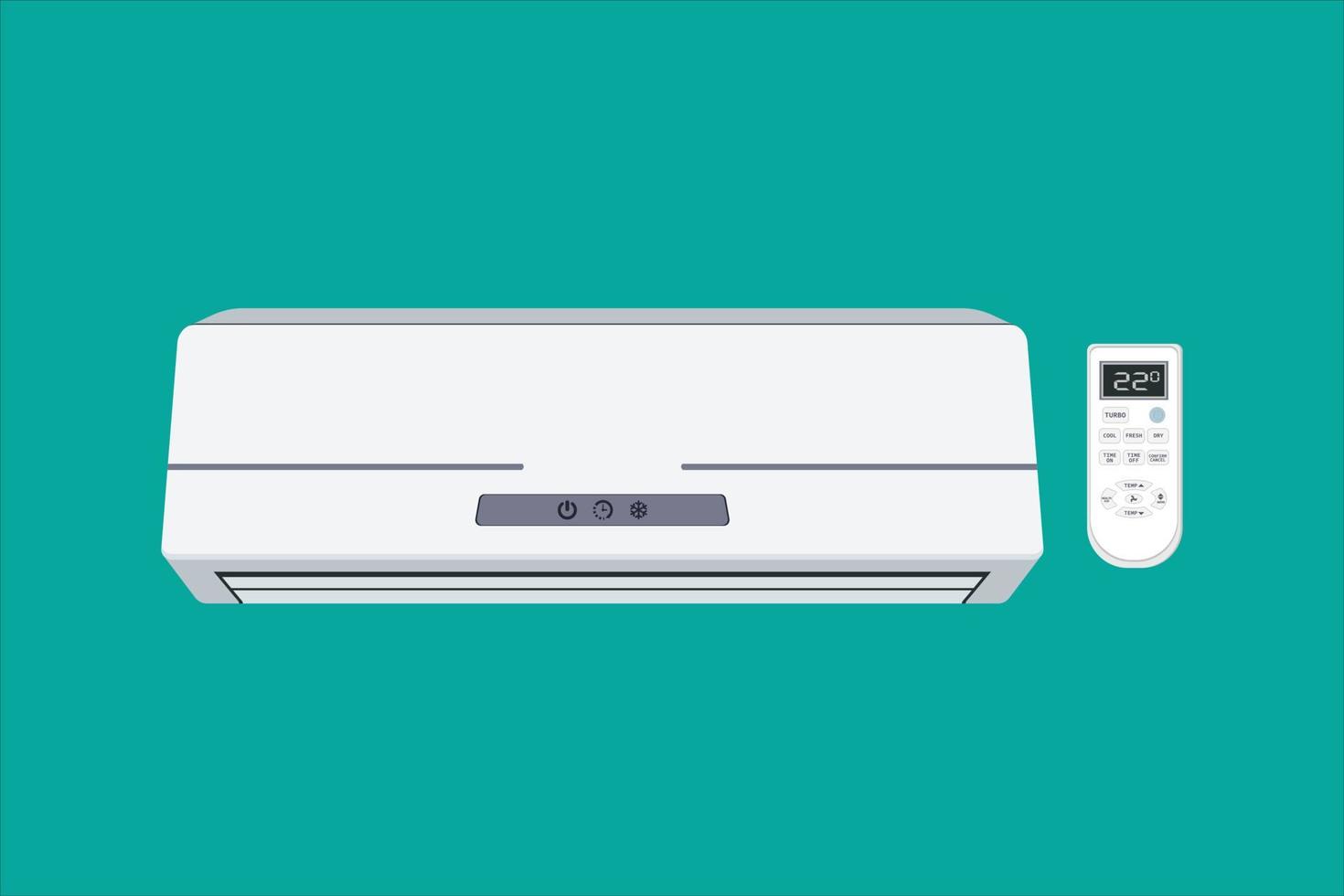 Air conditioner with remote. realistic 3d vector illustration