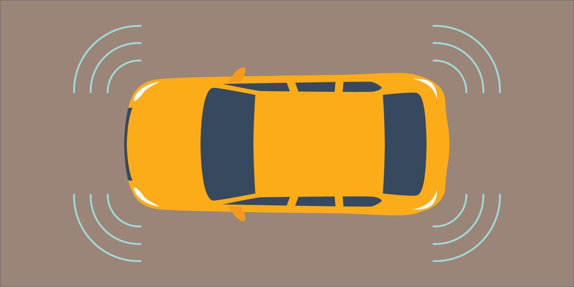 Autonomous smart car. Scans the road, observe the distance. vector