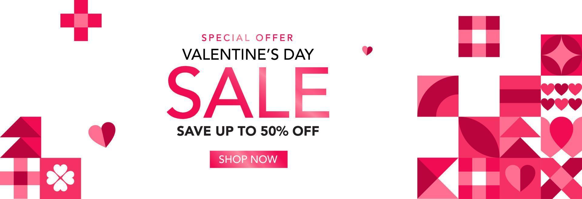 Geometric style valentines day sale template vector