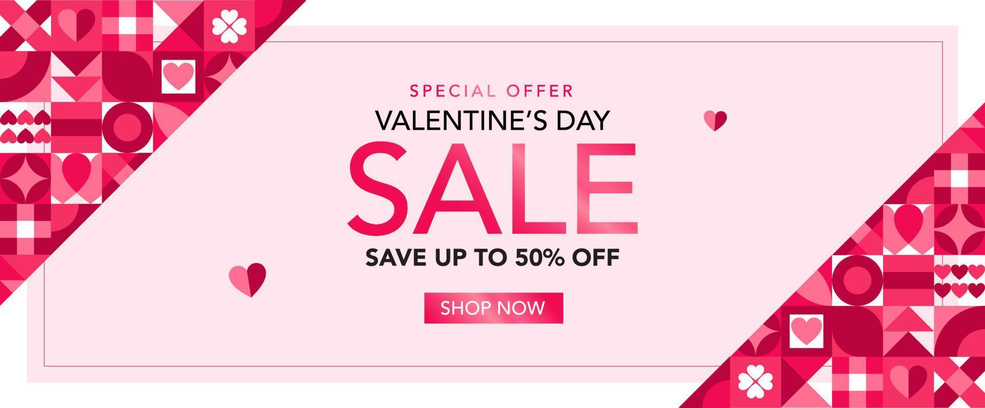 Geometric style valentines day sale template vector