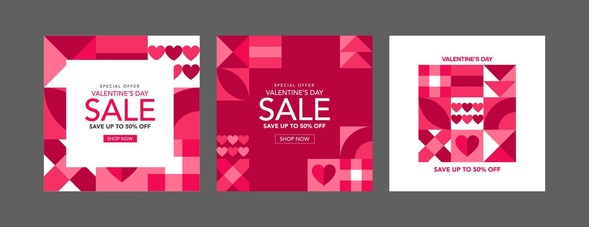 Geometric style valentines day sale post template vector