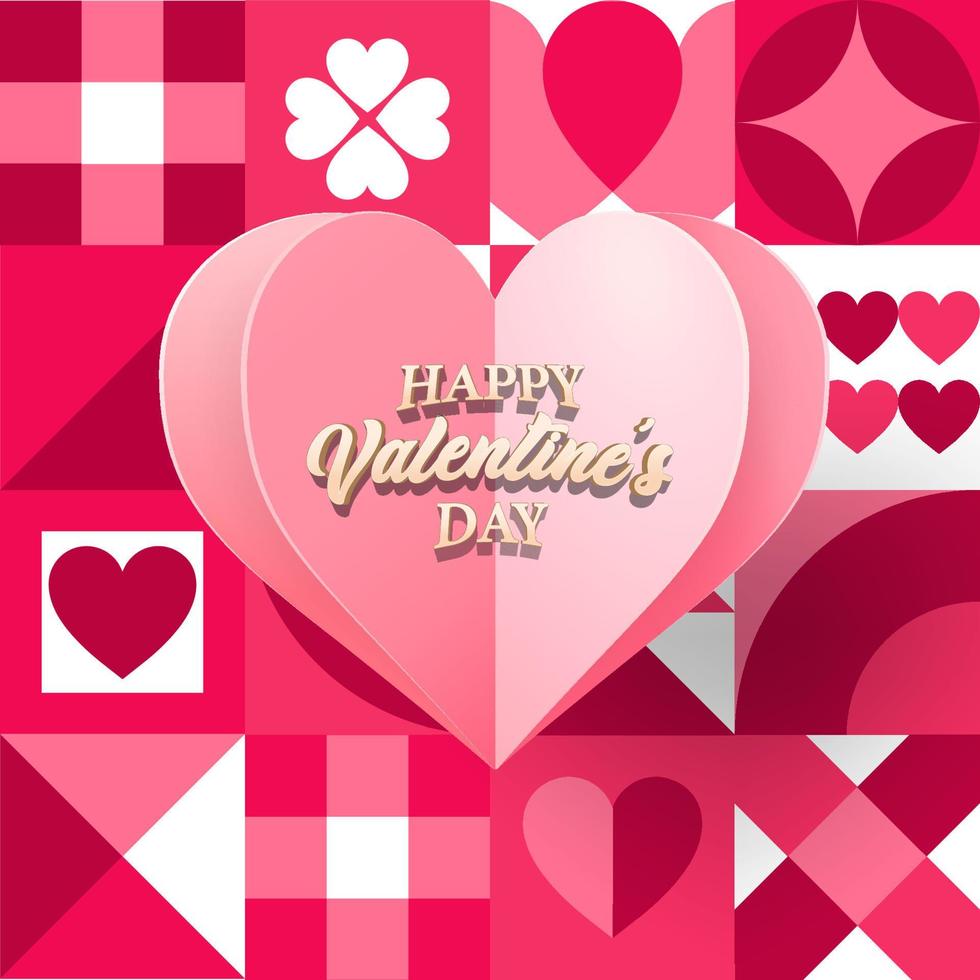 Geometric style valentines day post template vector