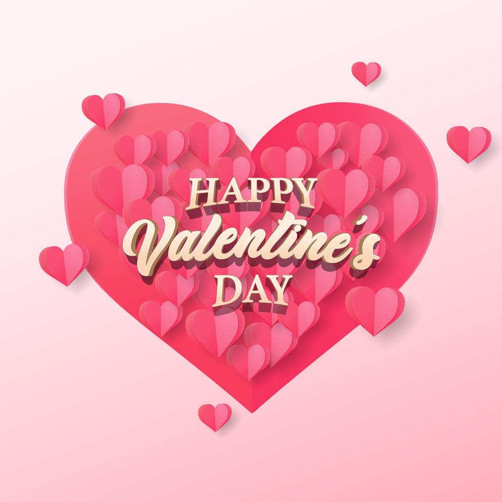 Paper style valentines day template vector