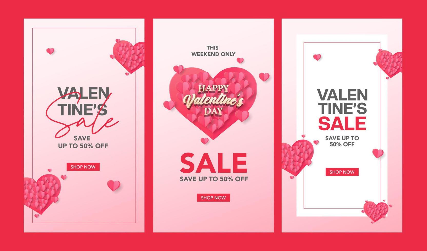 Paper style valentines day sale story post template vector