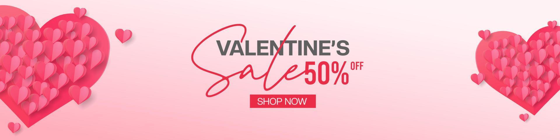 Paper style valentines day sale banner template vector