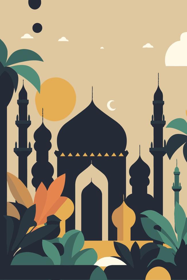 fondo de mezquita islámica islam, plantilla de diseño de tarjeta de felicitación de ramadán vector