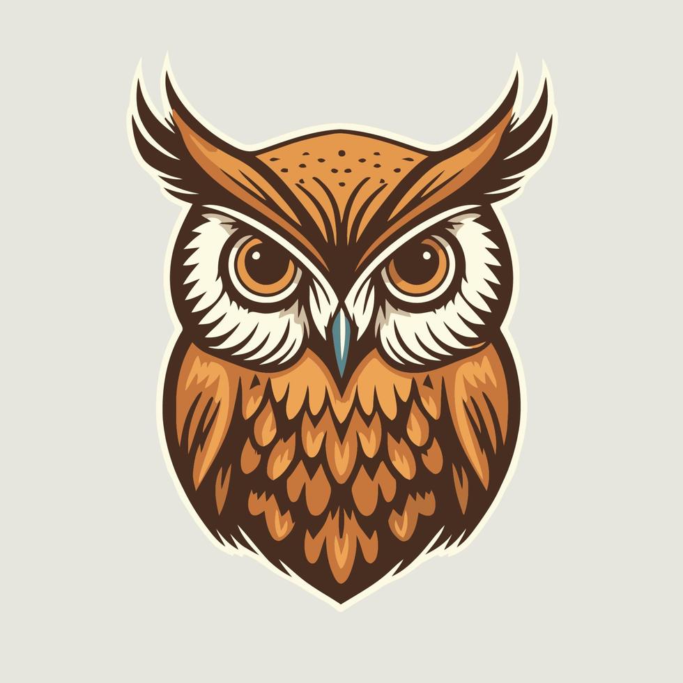 Owl face head vector design illustration for logo mascot t shirt design template