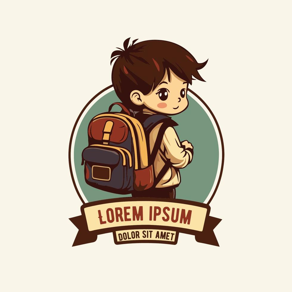 Little boy with backpack go back to school vector illustration