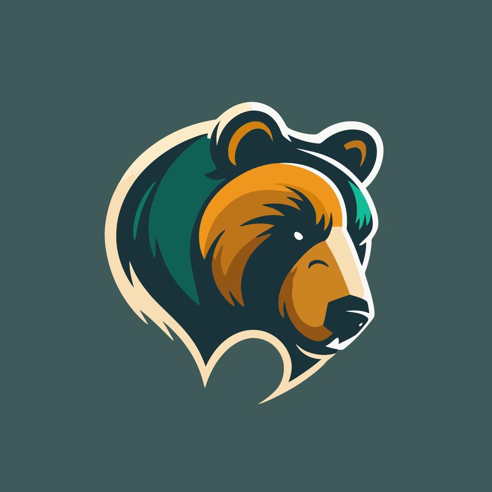 grizzly bear head logo symbol design template, emblem, sport logo vector