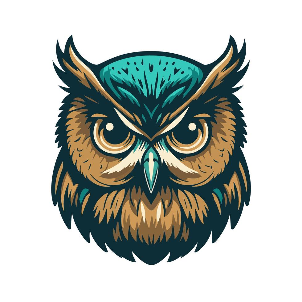 Owl face head vector design illustration for logo mascot t shirt design template