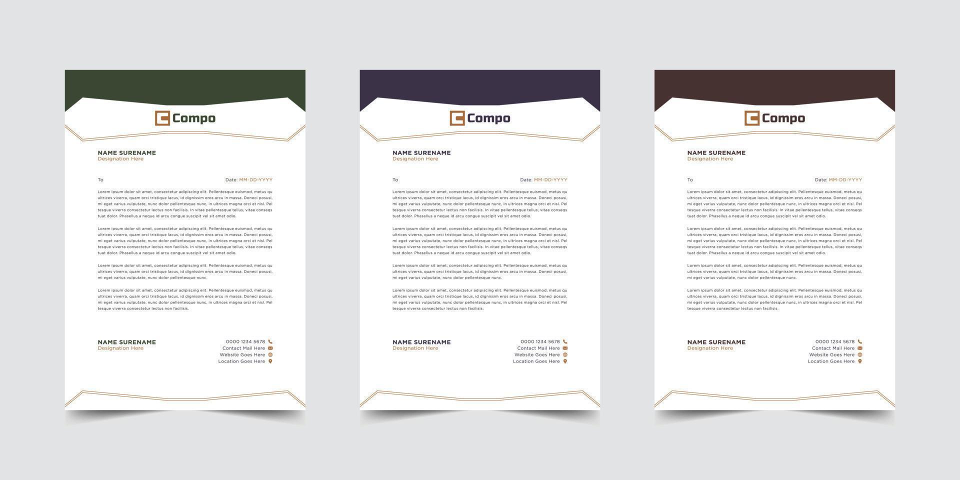 Professional letterhead template design vector