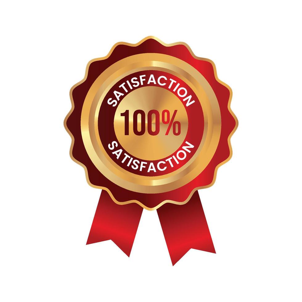 Customer satisfaction guaranteed gold and red badge vector