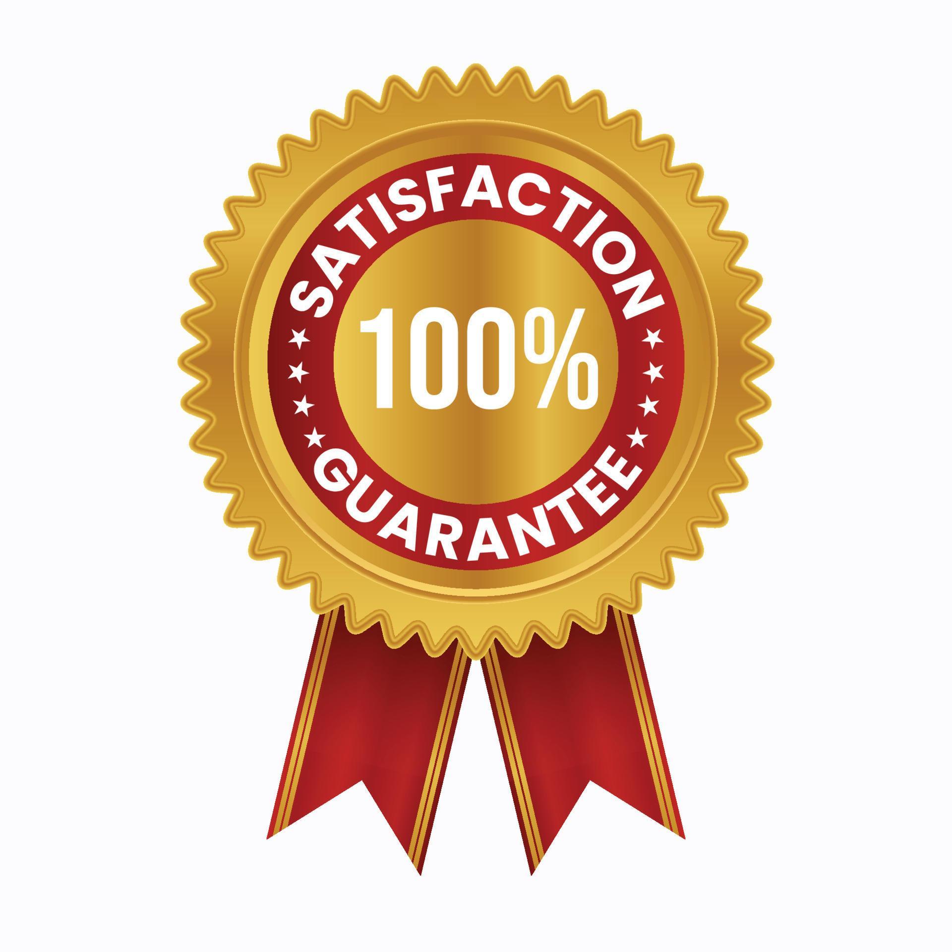 The Satisfaction Guaranteed Concept Is Typically Successful When Marketing 100 satisfaction guarantee label. Vector design emblem. Gold badge with