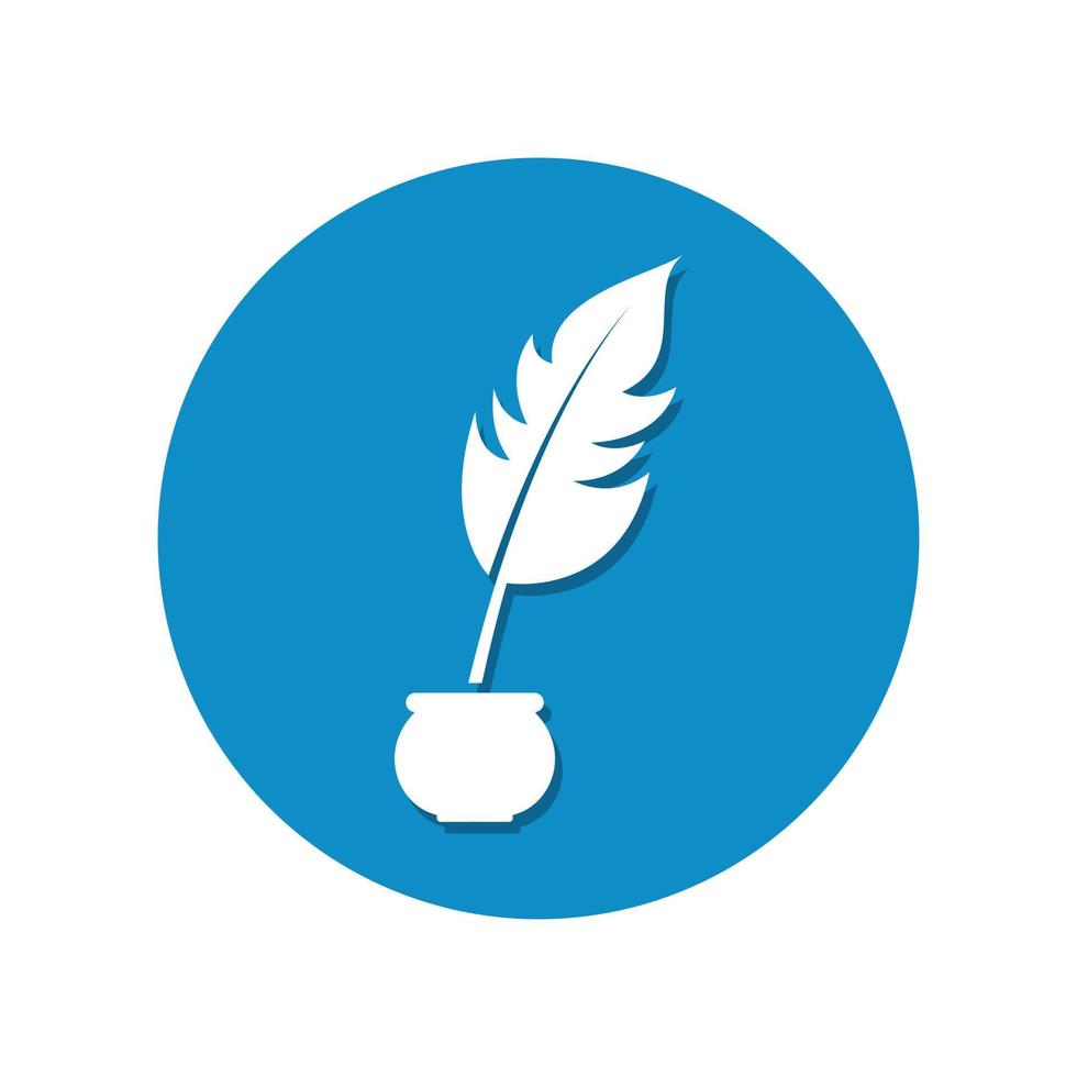 quill and ink icon flat vector