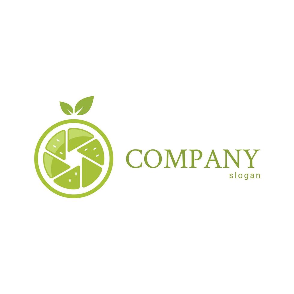 lemon camera logo fruit vitamin c vector