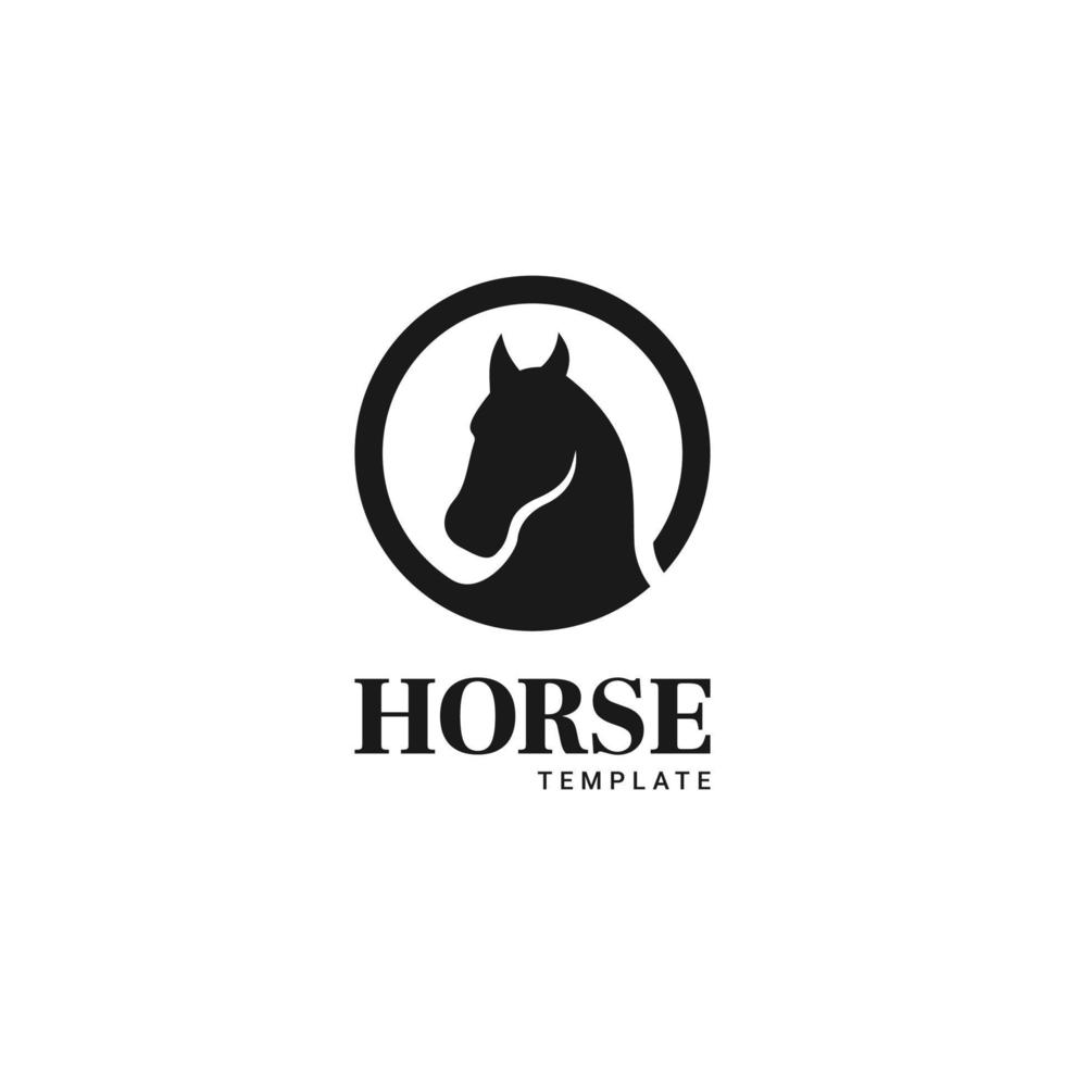 horse circle silhouette logo vector