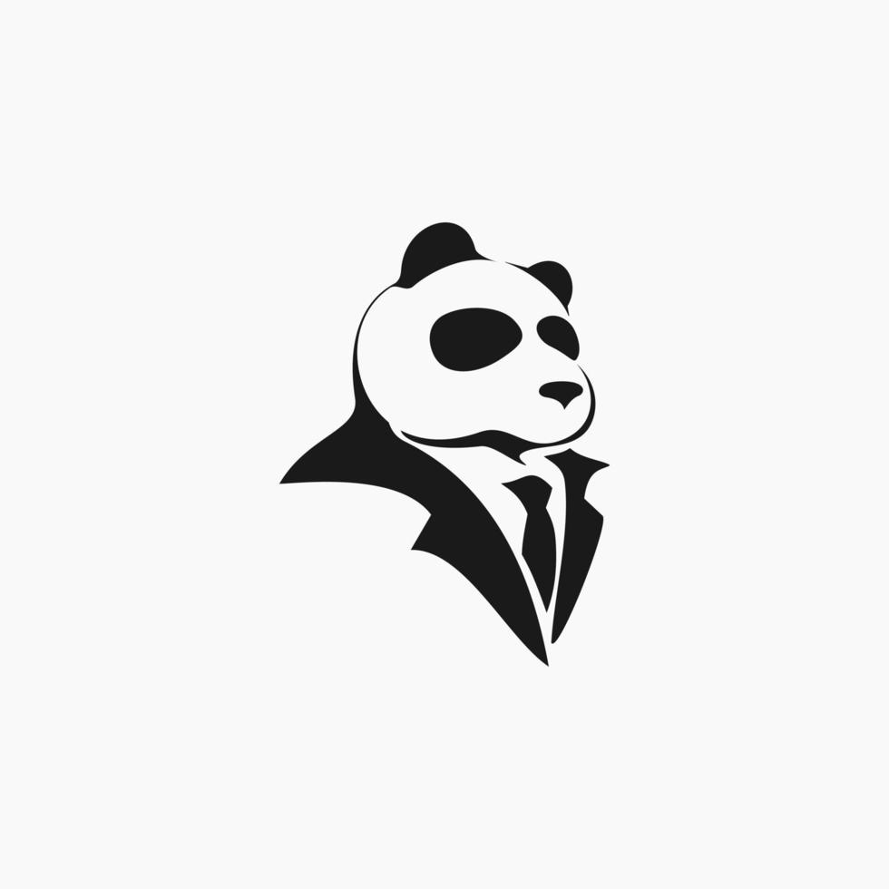 agent panda suit glasses logo vector
