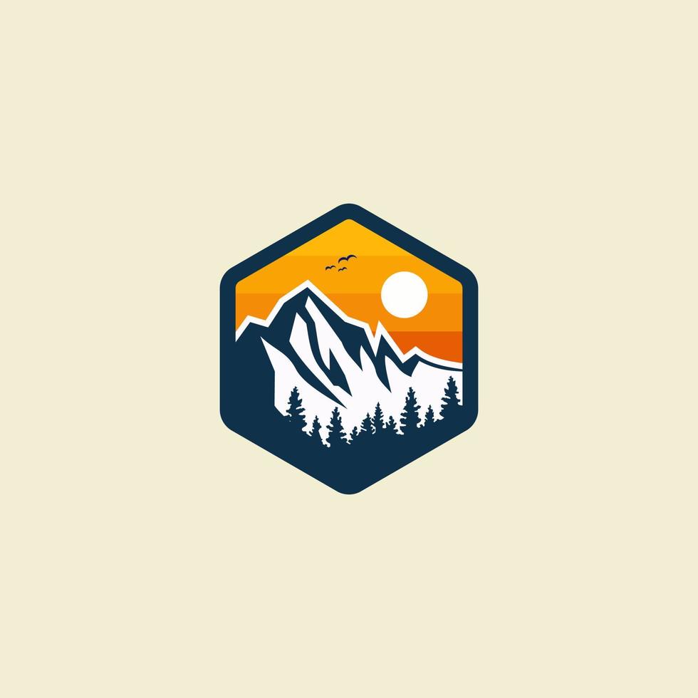 mountain sunset pine scenery logo 17133548 Vector Art at Vecteezy