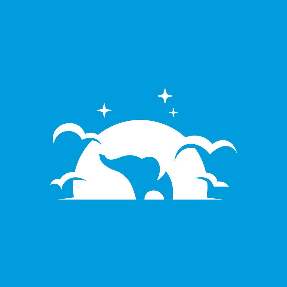 feliz bebe elefante logo nube estrella vector