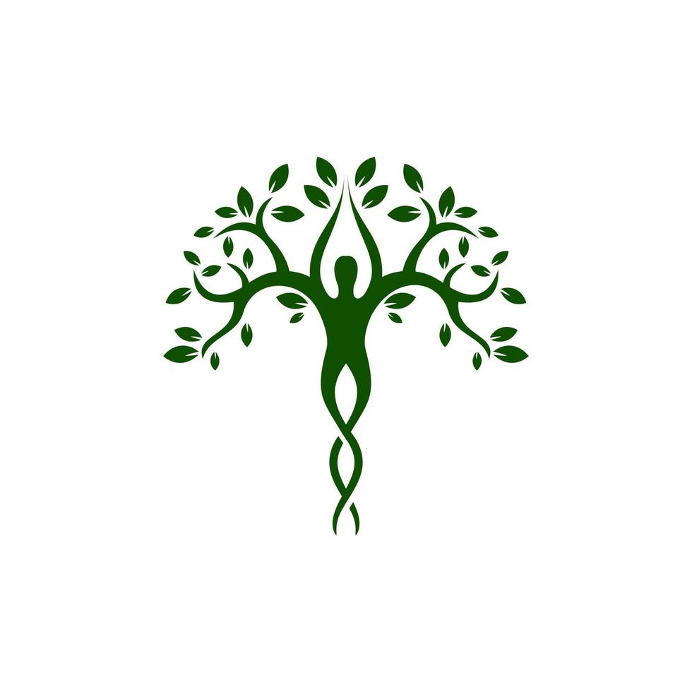 human branch tree green leaf logo vector