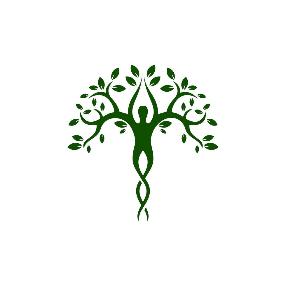 logotipo de hoja verde de árbol de rama humana vector