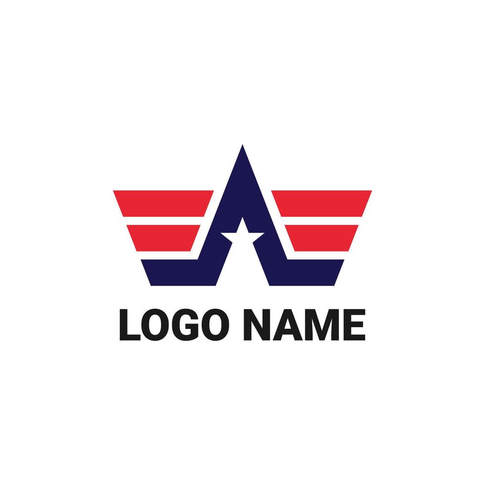 winged letter a american logo vector