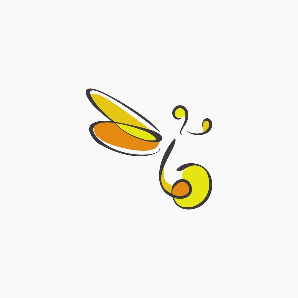 logotipo de abeja dibujado a mano abstracto vector