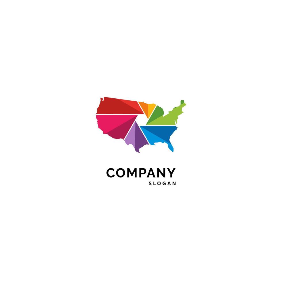 colorful rainbow usa american map logo vector