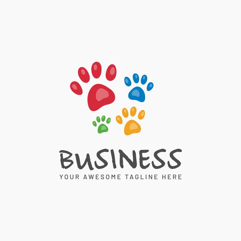 colorful pet paw vet clinic animal logo vector