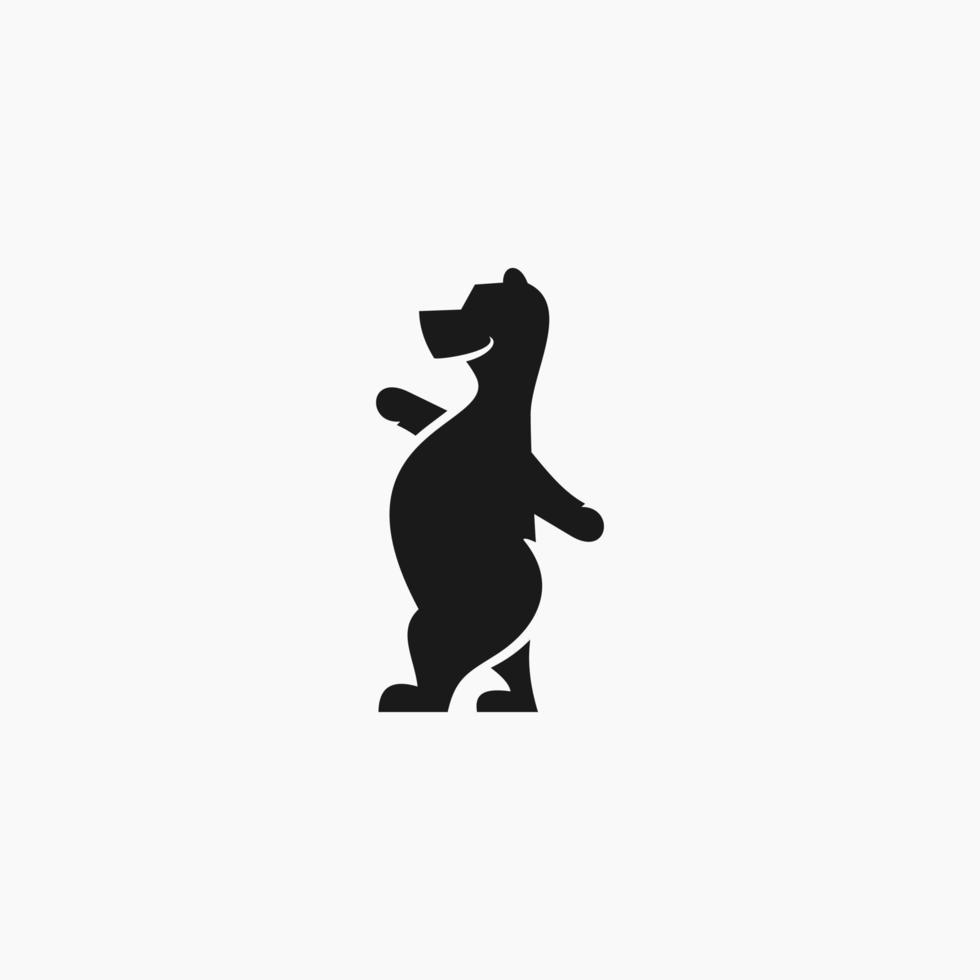 happy bear silhouette logo vector